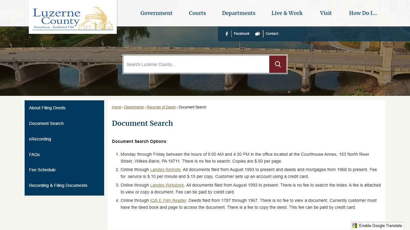 Document Search | Luzerne County, PA